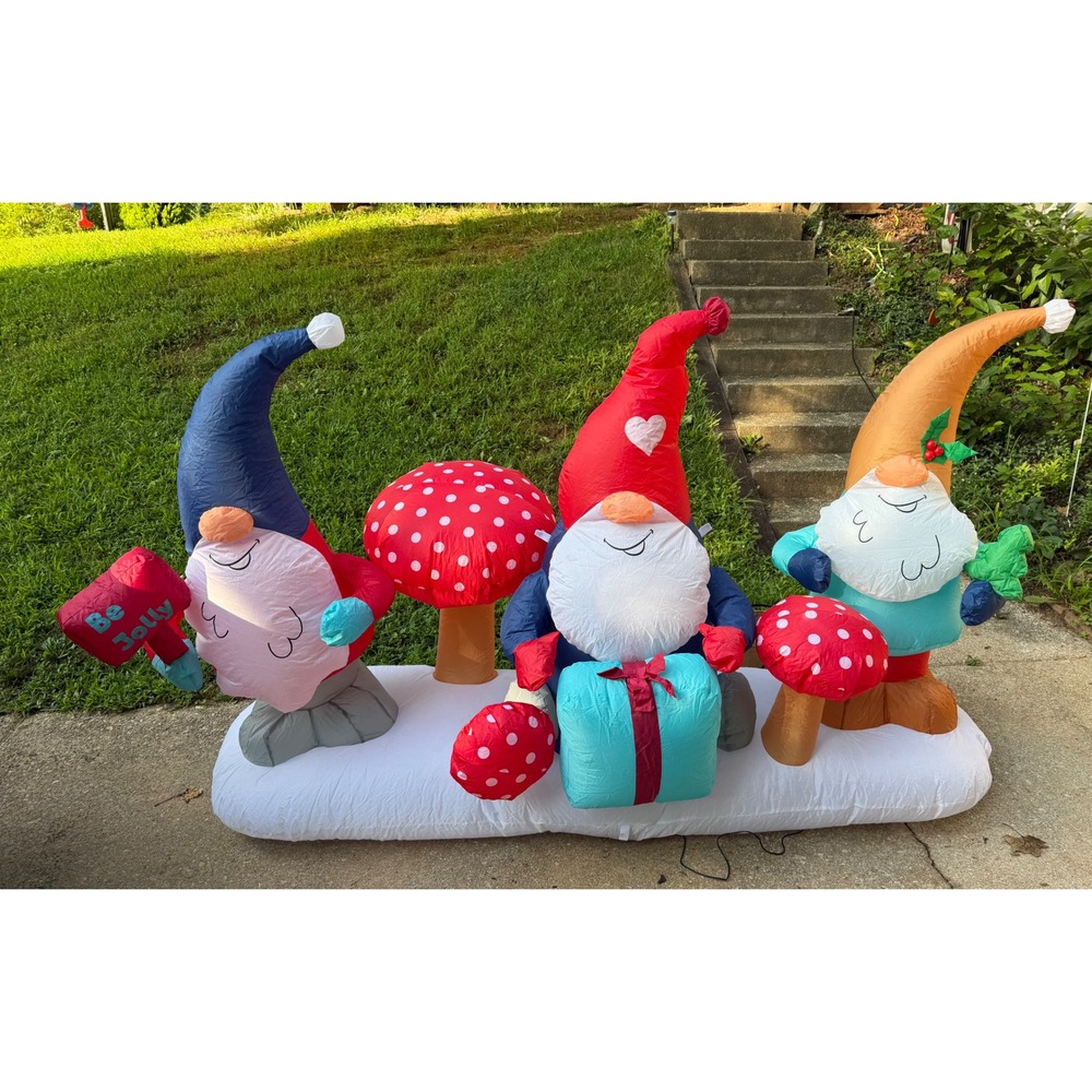 Nifti Nest 7 Ft Christmas Gnomes Inflatable Outdoor Yard Decoration Lighted